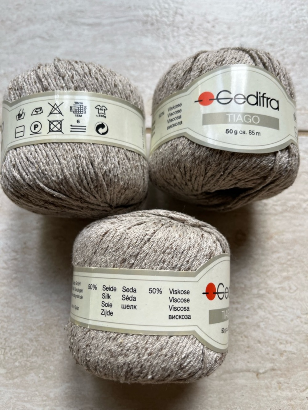 Gedifra Tiago Silk-blend Yarn Lot 3 medium weight 276 yd tan discontinued